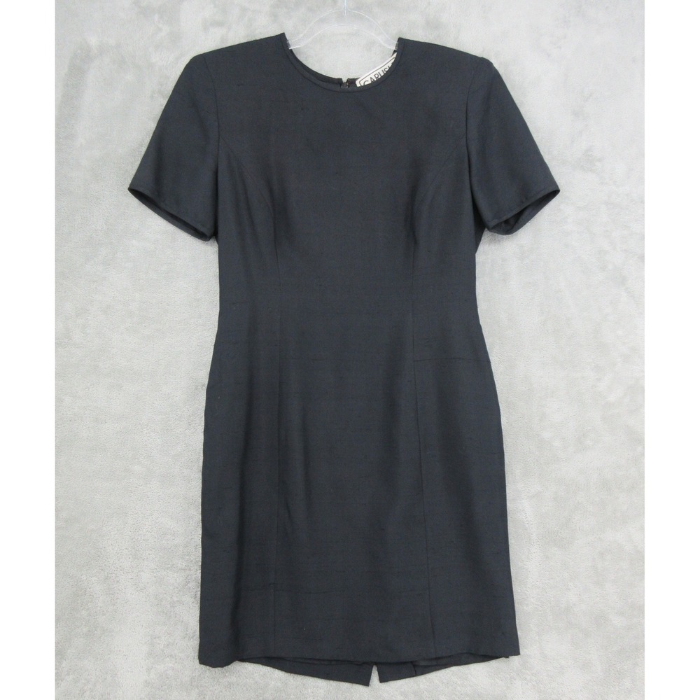 Vintage Carlisle Dress Womens Size 4 Silk Sheath Minimalist Quiet Luxury Black